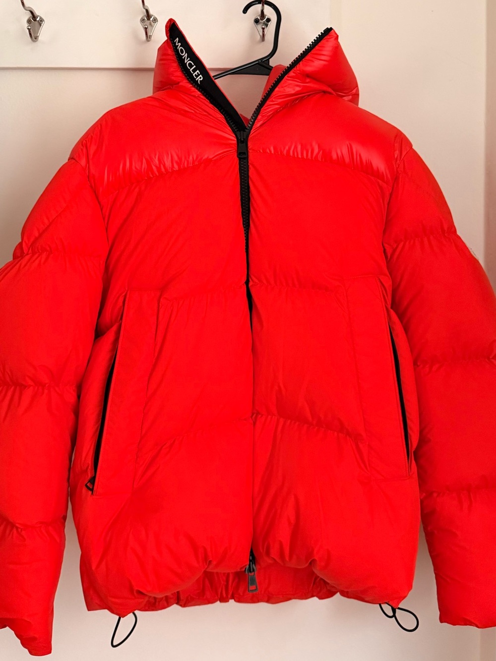 Moncler Red Quilted Hooded Jacket